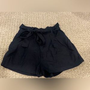 A&F tie waist shorts in black.